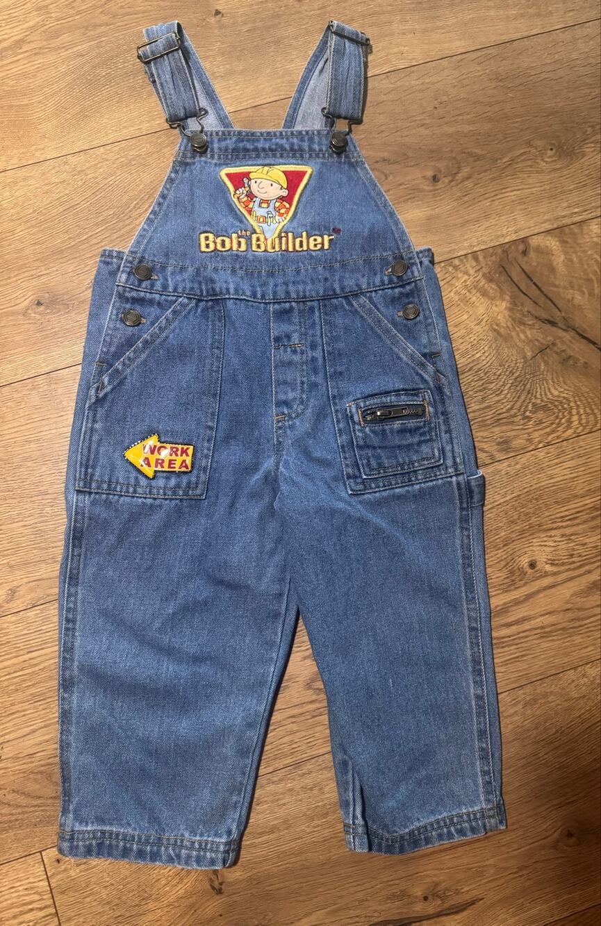 Vintage Bob The Builder long denim overalls size 2T